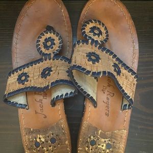 Jack Rogers Sandals - Sz 8 - navy + cork